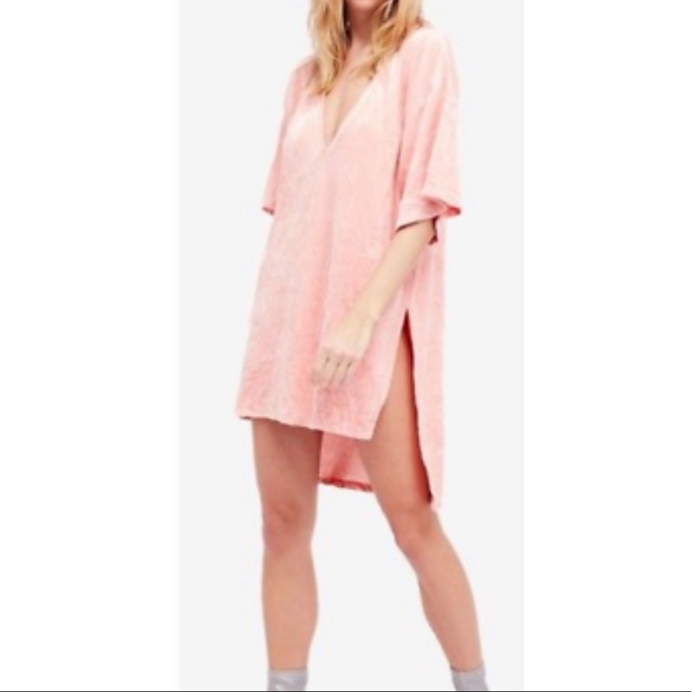 Free People Tee Pink Velvet Tunic Top